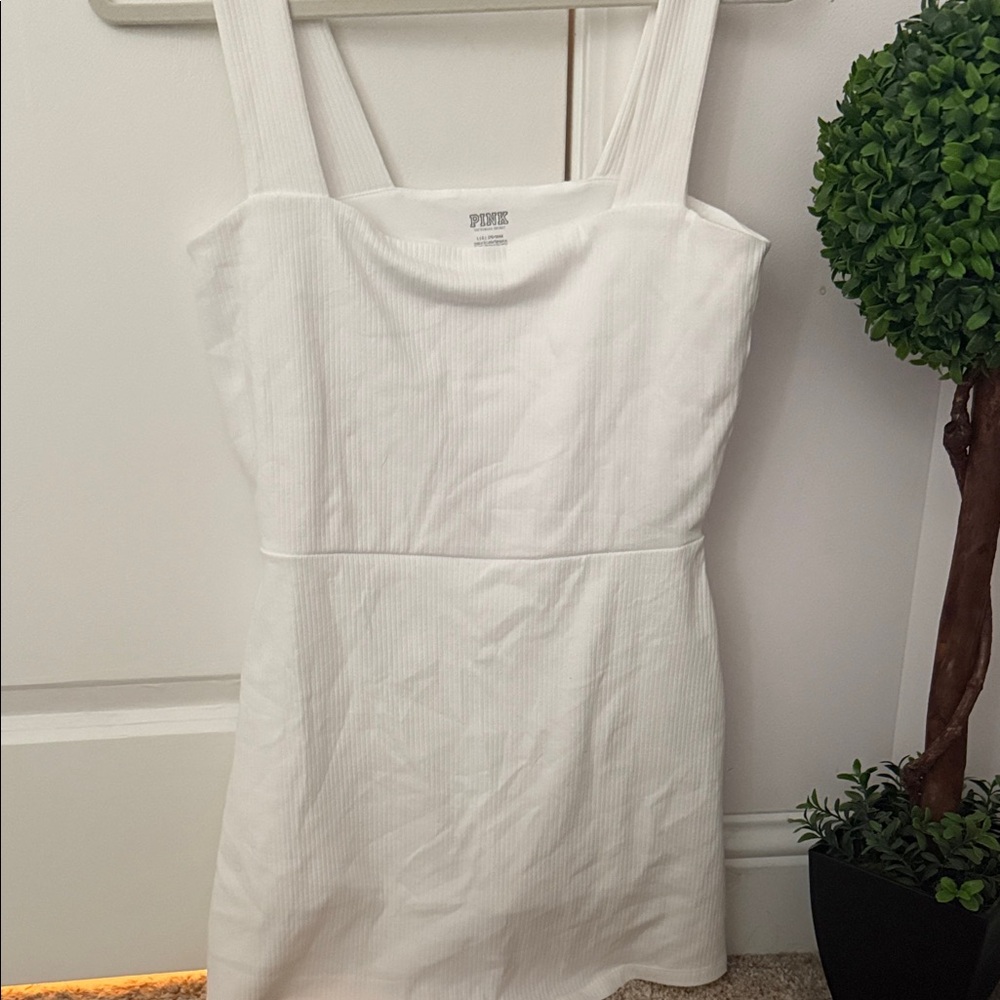 White Ribbed Women's Dress with shorts underneath!